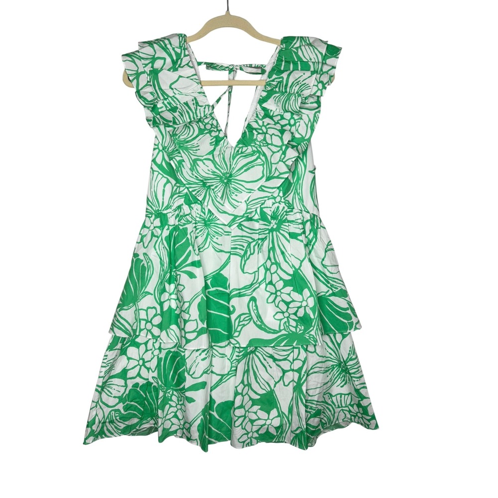 Lilly Pulitzer RitaMarie V-Neck Coton Ruffle Dress Spearmint Kiss My Tuli 10